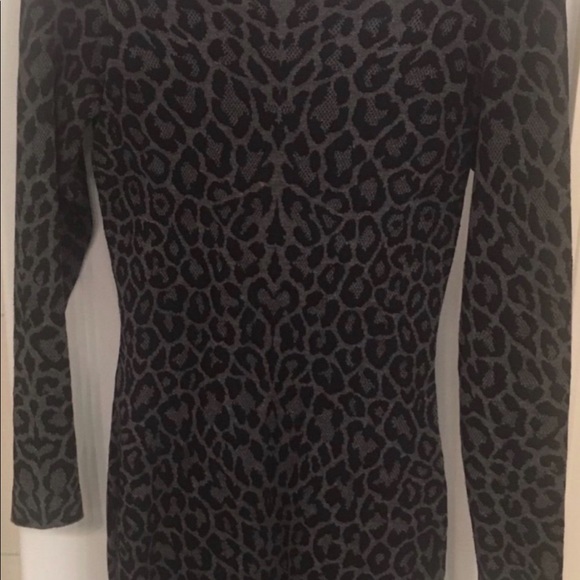 RVN Grey and Black Leopard mini Sweater Dress - Picture 3 of 3